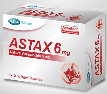 รูปภาพของ MEGA Astax 6mg 30cap Astaxanthin AstaReal เมก้า วีแคร์ แอสแท็กซ์